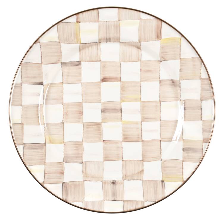 Mocha Check (Enamelware) Service Plate (Charger)