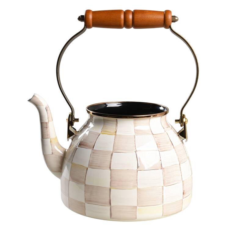 Mocha Check (Enamelware) Kettle No Lid