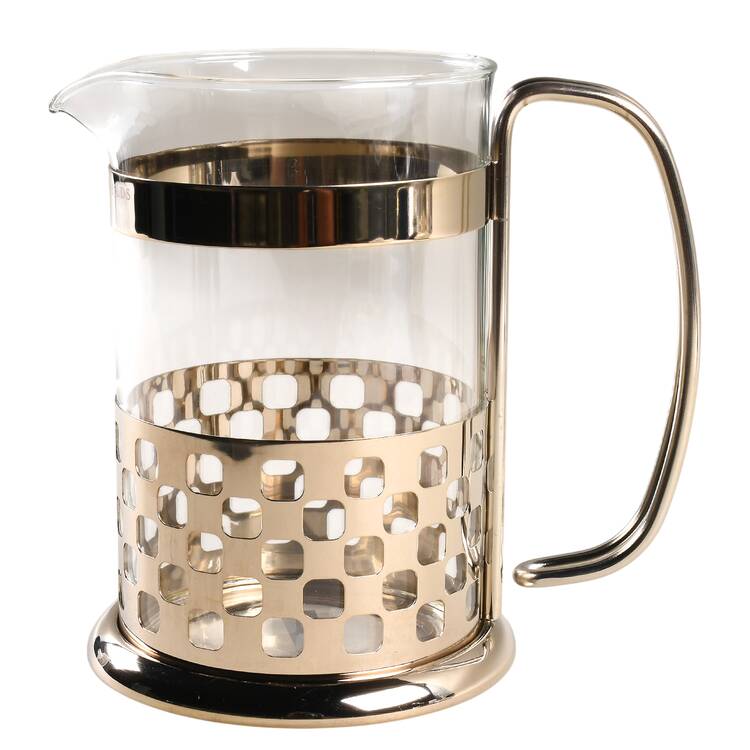 Mocha Check (Enamelware) French Press Coffee Pot No Lid