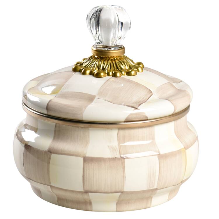 Mocha Check (Enamelware) Squash Canister & Lid