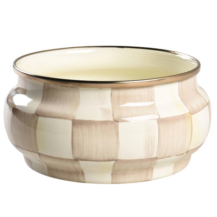 Mocha Check (Enamelware) Squash Canister W/No Lid
