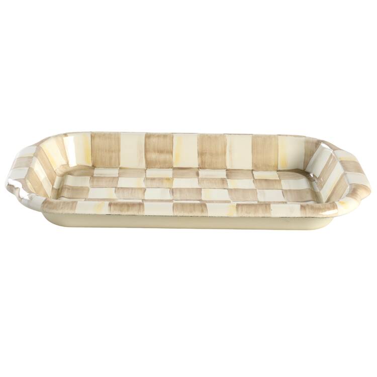 Mocha Check (Enamelware) 1/4 Lb Butter No Lid