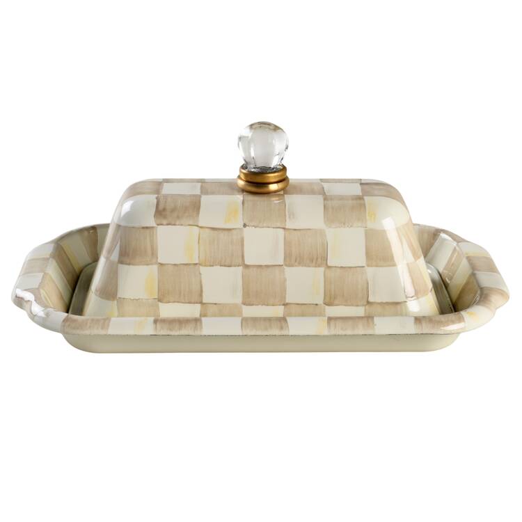 Mocha Check (Enamelware) 1/4 Lb Covered Butter