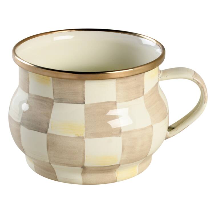 Mocha Check (Enamelware) Flat Cup