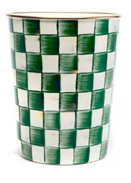 Emerald Check Metal Waste Basket
