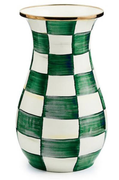 Emerald Check 10" Vase