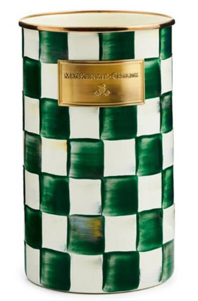 Emerald Check Utensil Holder