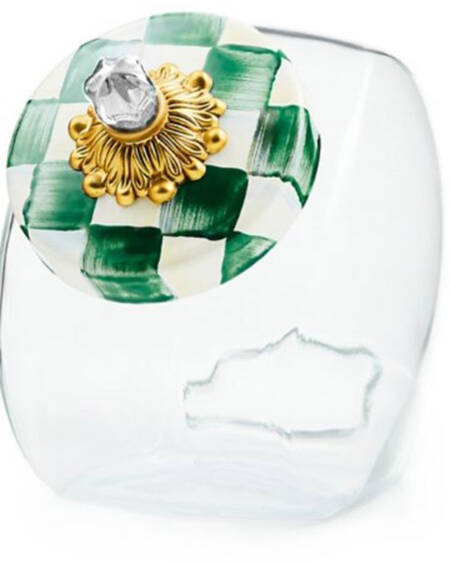 Emerald Check Glassware Treat Jar & Lid