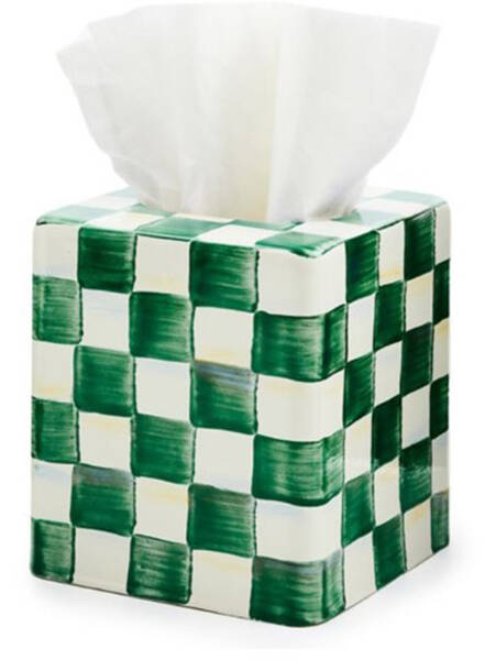 Emerald Check Square Tissue Box Cover