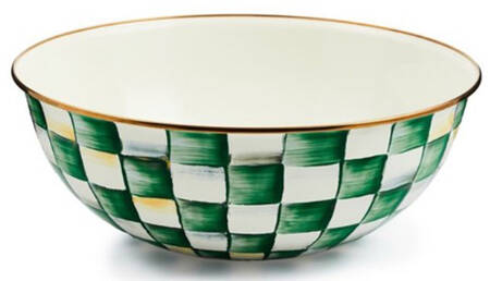 Emerald Check 13" Round Serving Bowl