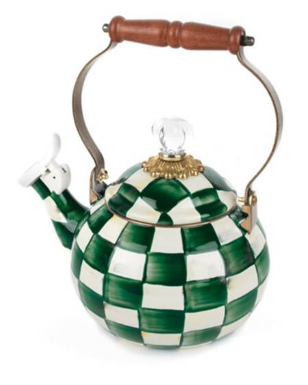 Emerald Check Metal Whistler Kettle & Lid