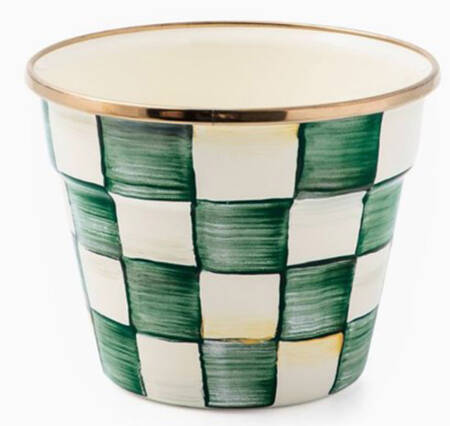 Emerald Check 4" Flower Pot