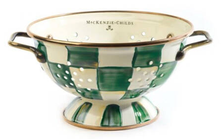 Emerald Check Metal Colander