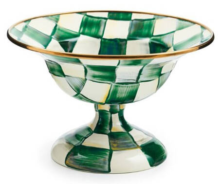 Emerald Check Round Compote (Height X Width)