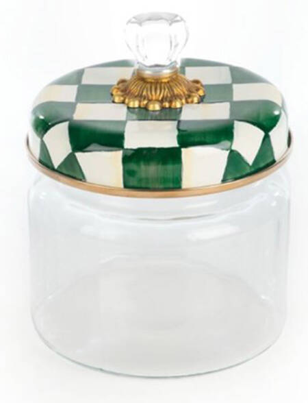 Emerald Check Small Glassware Canister