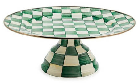 Emerald Check 16" Diameter Pedistal Cake Stand