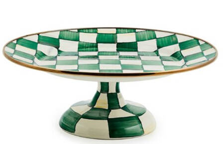 Emerald Check 12" Diameter Pedestal Cake Stand