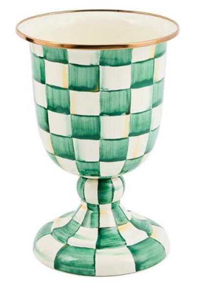 Emerald Check Pedestal Vase