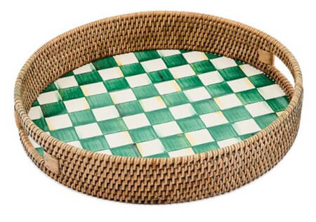 Emerald Check 16" Round Tray