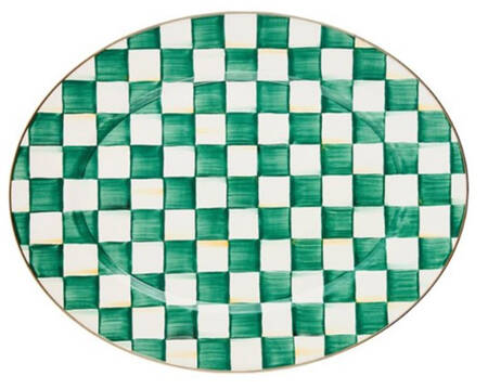 Emerald Check 22" Oval Serving Platter