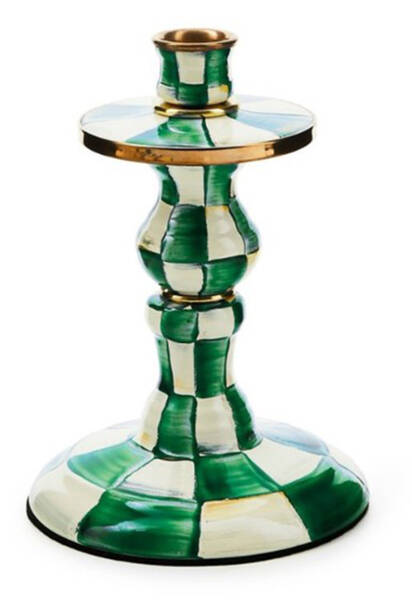 Emerald Check 8" Tall Candlestick