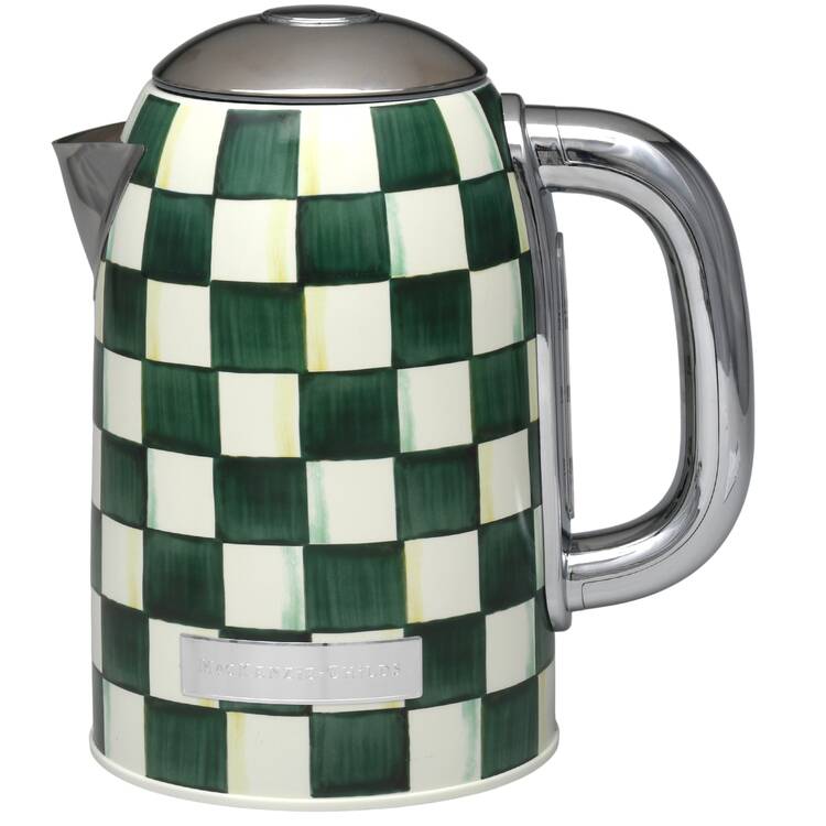 Emerald Check Electric Kettle with Hinged Lid