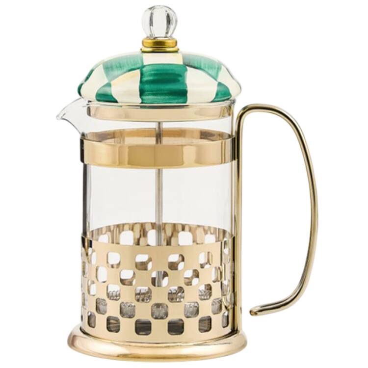 Emerald Check French Press Coffee Pot & Lid