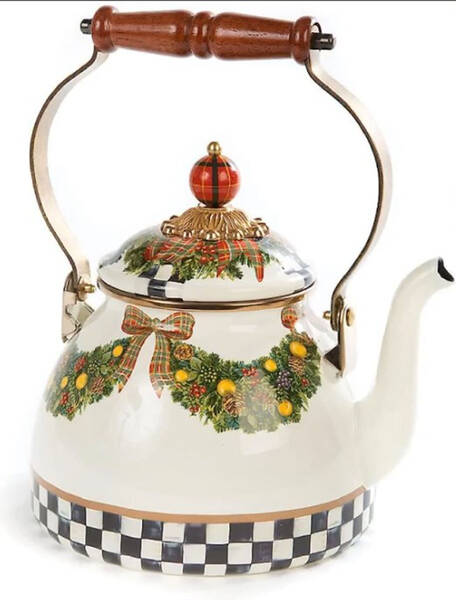 Evergreen Enamelware Metal Kettle & Lid