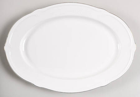 White Floral Embossed 14" Oval Serving Platter