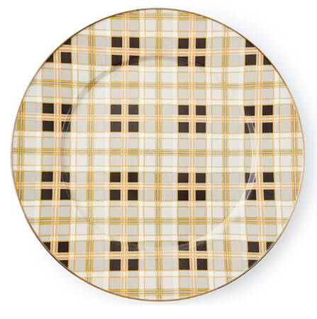 Tartan Mocha (Enamelware) 16" Chop Plate (Round Platter)