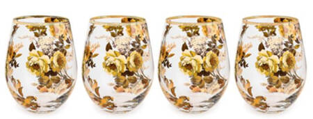Wild Rose-White (Enamelware) Glassware Stemless Wine