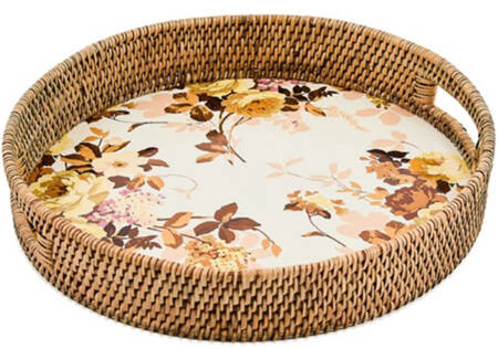 Wild Rose-White (Enamelware) 16" Round Tray