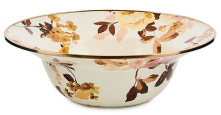 Wild Rose-White (Enamelware) 12" Round Serving Bowl