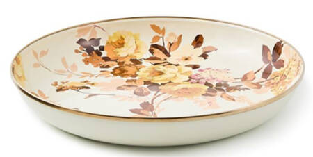 Wild Rose-White (Enamelware) 13" Shallow Round Bowl