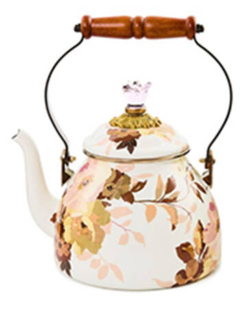 Wild Rose-White (Enamelware) Kettle & Lid