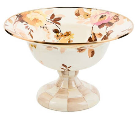 Wild Rose-White (Enamelware) Round Compote (Height X Width)