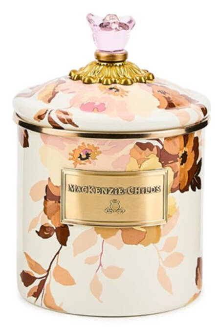 Wild Rose-White (Enamelware) Small Canister & Lid