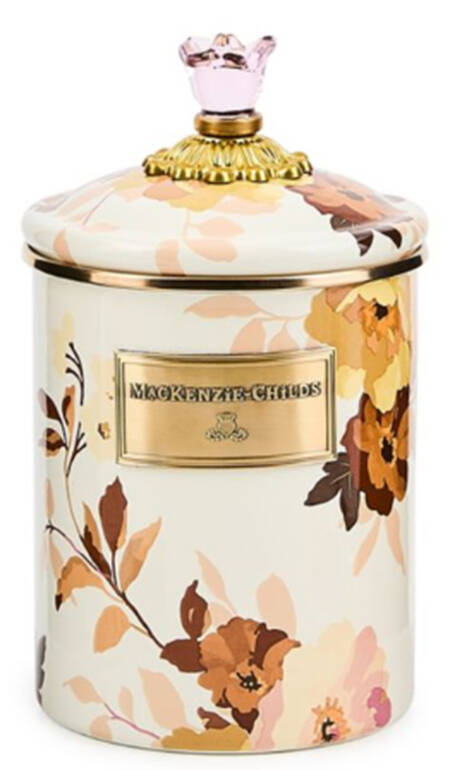 Wild Rose-White (Enamelware) Medium Canister & Lid