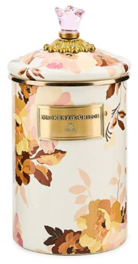 Wild Rose-White (Enamelware) Large Canister & Lid