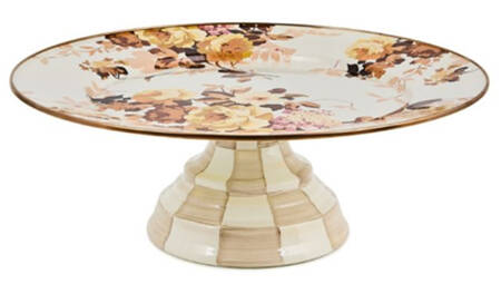 Wild Rose-White (Enamelware) 16" Diameter Pedistal Cake Stand
