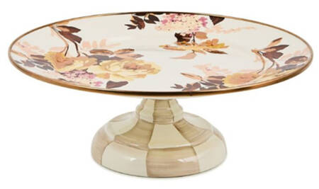 Wild Rose-White (Enamelware) 12" Diameter Pedestal Cake Stand