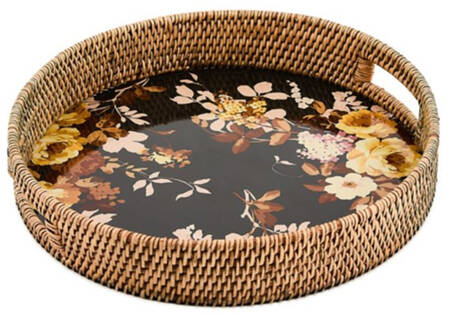 Wild Rose-Brown (Enamelware) 16" Round Tray