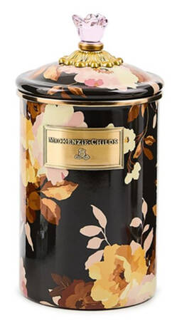 Wild Rose-Brown (Enamelware) Large Canister & Lid