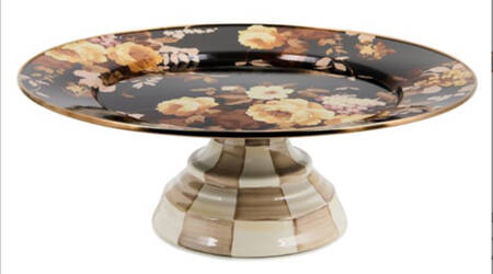 Wild Rose-Brown (Enamelware) 16" Diameter Pedistal Cake Stand