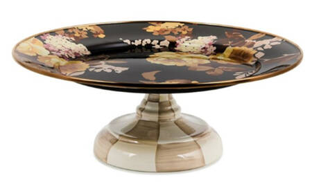 Wild Rose-Brown (Enamelware) 12" Diameter Pedestal Cake Stand
