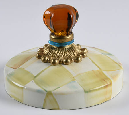 Parchment Check (Enamelware) Lid for Glassware Cookie Jar