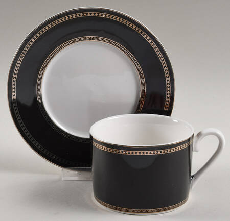 Royal Black Flat Cup & Saucer Set