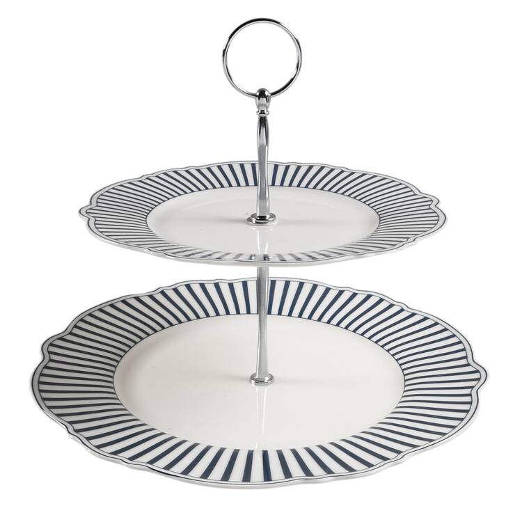 Josephine Navy Blue 2 Tiered Serving Tray (Dinner & Salad Plate)
