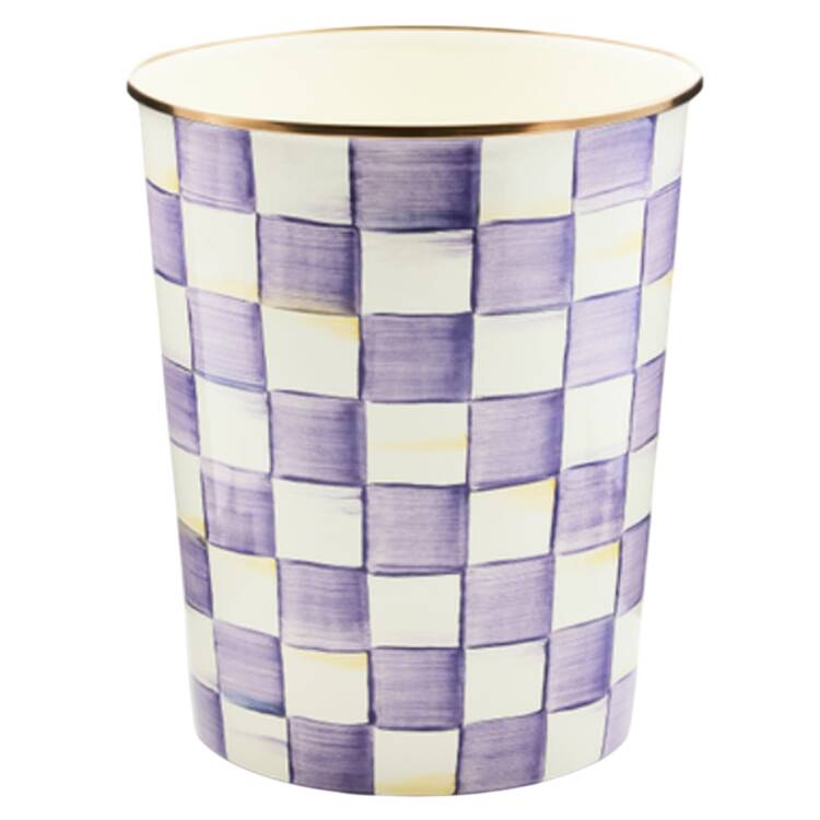 Violet Check Metal Waste Basket