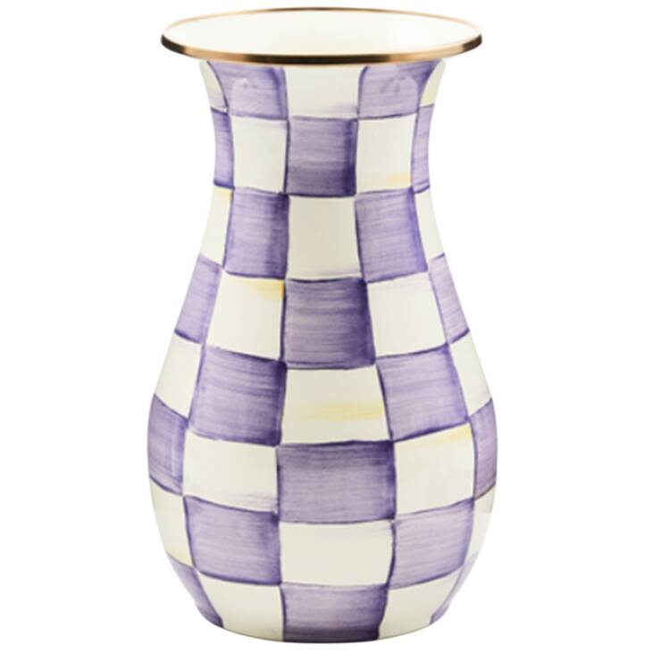 Violet Check 10" Vase